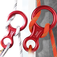 Load image into Gallery viewer, 35KN Aluminum Alloy Figure 8 Descender Multi-Purpose High Load Capacity Belay Device Outdoor Rock Climbing High Altitude Work Safety Rope Equipment