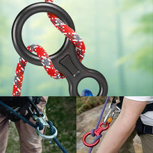 Load image into Gallery viewer, 35KN Aluminum Alloy Figure 8 Descender Multi-Purpose High Load Capacity Belay Device Outdoor Rock Climbing High Altitude Work Safety Rope Equipment