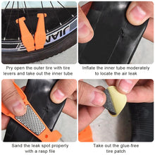 Load image into Gallery viewer, Bicycle Tire Repair Kit with No Glue Patches Tire Lever and Rasper Inner Tube Fast Puncture Repair Tool Box