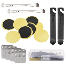 Load image into Gallery viewer, Bicycle Tire Repair Kit with No Glue Patches Tire Lever and Rasper Inner Tube Fast Puncture Repair Tool Box
