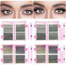 Load image into Gallery viewer, 640pcs Wispy Lashes Book Lash Extension Kit Fluffy Clusters Eyelash Volume Fans DIY Individual Eyelashes Tweezers Tools Set