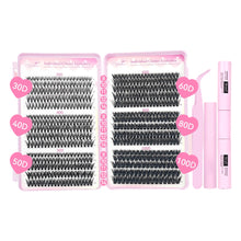 Load image into Gallery viewer, 640pcs Wispy Lashes Book Lash Extension Kit Fluffy Clusters Eyelash Volume Fans DIY Individual Eyelashes Tweezers Tools Set