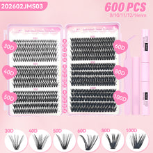 Load image into Gallery viewer, 640pcs Wispy Lashes Book Lash Extension Kit Fluffy Clusters Eyelash Volume Fans DIY Individual Eyelashes Tweezers Tools Set