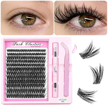 Load image into Gallery viewer, Lash Clusters Kit Fluffy Individual Lashes D Curl Cluster DIY Lash Extension Kit Lash Bond and Seal Tweezers Eyelash Extensions