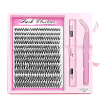 Load image into Gallery viewer, Lash Clusters Kit Fluffy Individual Lashes D Curl Cluster DIY Lash Extension Kit Lash Bond and Seal Tweezers Eyelash Extensions