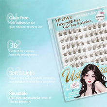 Load image into Gallery viewer, 10rows Versatile No-Glue False Lashes Single Clusters No-Glue Lash Book Sunflower Black Brown Natural Curly Makeup Eyelashes