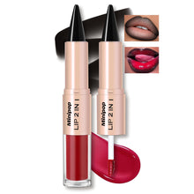 Load image into Gallery viewer, 2 in1 Tapered Gradient Lipliner Pen Nude Brown Mirror Glass Lip Gloss Matte Lip Liner Waterproof Lip Contour Non Stick Makeup
