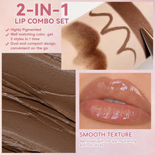 Load image into Gallery viewer, 2 in1 Tapered Gradient Lipliner Pen Nude Brown Mirror Glass Lip Gloss Matte Lip Liner Waterproof Lip Contour Non Stick Makeup