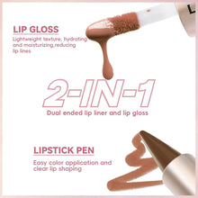 Load image into Gallery viewer, 2 in1 Tapered Gradient Lipliner Pen Nude Brown Mirror Glass Lip Gloss Matte Lip Liner Waterproof Lip Contour Non Stick Makeup