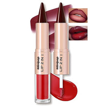 Load image into Gallery viewer, 2 in1 Tapered Gradient Lipliner Pen Nude Brown Mirror Glass Lip Gloss Matte Lip Liner Waterproof Lip Contour Non Stick Makeup