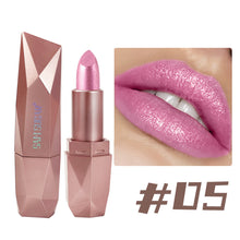 Load image into Gallery viewer, Dark Purple Diamond Metallic Glitter Lipstick Waterproof Long-Lasting Pearlescent Highly Pigmented Lip Tint Sparkling Lip Gloss