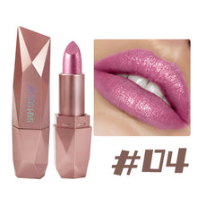 Load image into Gallery viewer, Dark Purple Diamond Metallic Glitter Lipstick Waterproof Long-Lasting Pearlescent Highly Pigmented Lip Tint Sparkling Lip Gloss