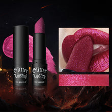 Load image into Gallery viewer, 7 Colors Glitter Lipstick Waterproof Long Lasting Diamond Pearlescent Metallic Lipstick Black Lipgloss Women Lips Halloween