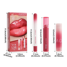 Load image into Gallery viewer, 3Pcs Lip Liner & Water Gloss Lip Tint & Mirror Lipstick Set Long Lasting Non-Sticky Shiny Pearl Moisturizing Makeup Kit