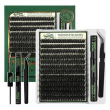 Load image into Gallery viewer, Individual Lashes Mix Length Cluster Lashes D-curve Natural Look DIY Eyelash Extension Kit Volume Lash Clusters Makeup Tools Set