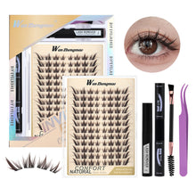 Load image into Gallery viewer, Brown Transparent Stem Large Capacity D-curve Single Cluster False Eyelashes 8-18mm DIY Segmented Self False Eyelashes Set