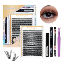 Load image into Gallery viewer, Brown Transparent Stem Large Capacity D-curve Single Cluster False Eyelashes 8-18mm DIY Segmented Self False Eyelashes Set