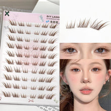 Load image into Gallery viewer, Brown Short False Eyelash Single Cluster Segmented Fox Style Slant Fly Thick Natural Fox Eye Adhesive Free False Eyelash