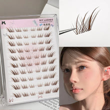 Load image into Gallery viewer, Brown Short False Eyelash Single Cluster Segmented Fox Style Slant Fly Thick Natural Fox Eye Adhesive Free False Eyelash