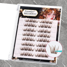 Load image into Gallery viewer, Natural Dark Brown Butterfly Glue Free False Eyelashes Makeup Grafting Segmented Simulation Novice False Eyelashes