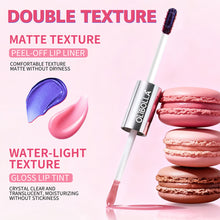 Load image into Gallery viewer, Pearlescent Blue Double Head Tear Off Matte Lip Glaze Waterproof Non Stick Cup Peel Off Lipliner Women Makeup Cosmetics