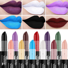 Load image into Gallery viewer, Black White Green Purple Lipstick Matte Gothic Halloween Vampire Lipstick Long Lasting Waterproof Dark Black Lipstick for Cosplay Party