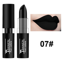 Load image into Gallery viewer, Black White Green Purple Lipstick Matte Gothic Halloween Vampire Lipstick Long Lasting Waterproof Dark Black Lipstick for Cosplay Party
