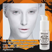 Load image into Gallery viewer, White Face Paint Foundation Halloween Makeup Full Coverage Waterproof 35ml Liquid Foundation for Clown Skeleton Ghost Cosplay Stage Makeup