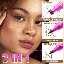 Load image into Gallery viewer, 3-in-1 Freckle Stamp Pen Eyeliner Pencil Waterproof Long Lasting Fake Freckles Makeup Double-Ended Liquid Freckle Pen Natural Sun-kissed Look