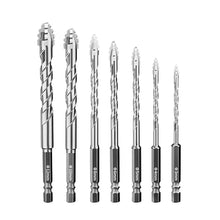 Load image into Gallery viewer, Cross Four Flute Serrated Tungsten Steel Drill Bit Set 7Pcs Multipurpose For Ceramic Tile Glass Concrete Marble