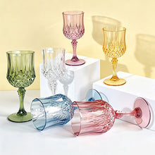 Load image into Gallery viewer, Elegant Diamond Pattern Imitation Glass Plastic Goblets Shatterproof Champagne Red Wine Cups For Wedding Party