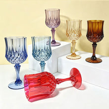 Load image into Gallery viewer, Elegant Diamond Pattern Imitation Glass Plastic Goblets Shatterproof Champagne Red Wine Cups For Wedding Party