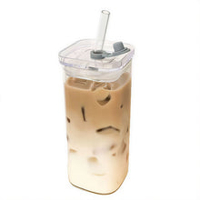 Load image into Gallery viewer, Korean Style Transparent Square Heat Resistant Glass Mug With Lid Multipurpose Drinkware For Daily Beverages