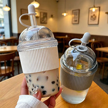 Load image into Gallery viewer, Large Capacity Fashion Boba Milk Tea Jelly Cup with Straw Ins Style Heat Resistant Portable Plastic Drinking Mug