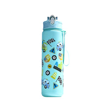 Load image into Gallery viewer, Large Capacity Cartoon Pattern Water Bottle with Straw Leakproof Portable Plastic Drinking Cup Outdoor School Travel