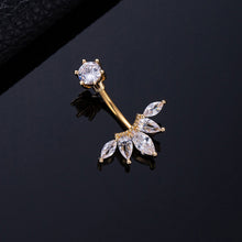 Load image into Gallery viewer, Colorful Zircon Maple Leaf Tassel Navel Rings Premium Copper Material Belly Piercing Unisex Body Accessories