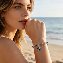 Load image into Gallery viewer, Women Silver Color Ocean Heart Crystal Bracelet Fashion Elegant Blue Crystal Heart Charm Fine Jewelry Gift