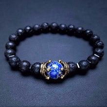 Load image into Gallery viewer, 8mm Men's Hematite Volcanic Tiger Eye Black Matte White Pine Bead Bracelet Elastic Rope Crown Jewelry Rosary Daily Accessories