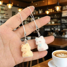 Load image into Gallery viewer, Kawaii Resin Flocked 3D Cat Keychain Cute Animal Shape Pendant Phone Lanyard Hanging Charm DIY Accessories