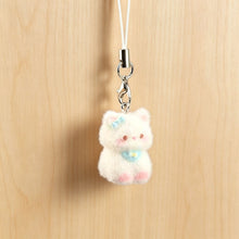 Load image into Gallery viewer, Kawaii Resin Flocked 3D Cat Keychain Cute Animal Shape Pendant Phone Lanyard Hanging Charm DIY Accessories