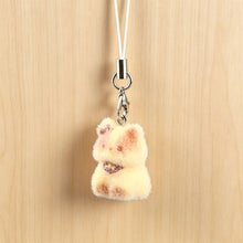 Load image into Gallery viewer, Kawaii Resin Flocked 3D Cat Keychain Cute Animal Shape Pendant Phone Lanyard Hanging Charm DIY Accessories