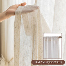 Load image into Gallery viewer, Faux Linen Sheer Curtain Light Filtering Privacy Voile for Living Room Zen Chinese Villa Window Rod Pocket & Tab Top Hanging Breathable Textured Drape