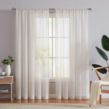 Load image into Gallery viewer, Faux Linen Sheer Curtain Light Filtering Privacy Voile for Living Room Zen Chinese Villa Window Rod Pocket & Tab Top Hanging Breathable Textured Drape