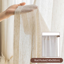 Load image into Gallery viewer, Faux Linen Sheer Curtain Light Filtering Privacy Voile for Living Room Zen Chinese Villa Window Rod Pocket & Tab Top Hanging Breathable Textured Drape