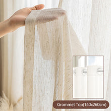 Load image into Gallery viewer, Faux Linen Sheer Curtain Light Filtering Privacy Voile for Living Room Zen Chinese Villa Window Rod Pocket & Tab Top Hanging Breathable Textured Drape