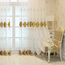 Load image into Gallery viewer, Luxury 3D Flocking Embroidery Sheer Curtains Living Room Bedroom Grommet Top Window Sheer Panel with Raised Velvet Floral Pattern Home Decor