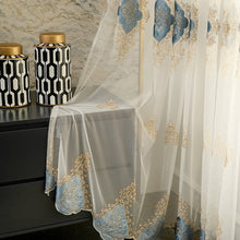 Load image into Gallery viewer, Luxury 3D Flocking Embroidery Sheer Curtains Living Room Bedroom Grommet Top Window Sheer Panel with Raised Velvet Floral Pattern Home Decor