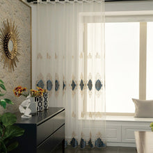 Load image into Gallery viewer, Luxury 3D Flocking Embroidery Sheer Curtains Living Room Bedroom Grommet Top Window Sheer Panel with Raised Velvet Floral Pattern Home Decor