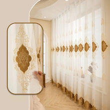 Load image into Gallery viewer, Luxury 3D Flocking Embroidery Sheer Curtains Living Room Bedroom Grommet Top Window Sheer Panel with Raised Velvet Floral Pattern Home Decor