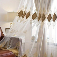 Load image into Gallery viewer, Luxury 3D Flocking Embroidery Sheer Curtains Living Room Bedroom Grommet Top Window Sheer Panel with Raised Velvet Floral Pattern Home Decor